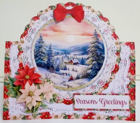 Snowy Christmas Tree Scene 7 x 7 Shaped Card by Pam Stubley