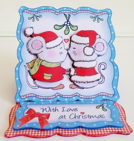 A Sweet Christmas Kiss Easel Card   by Pam Stubley