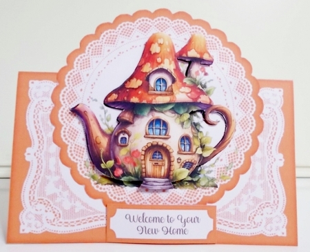 New Home Mushroom Teapot 7 x 7 Shaped Card by Pam Stubley