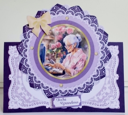 Techi Nanna Birthday 7 x 7 Shaped Card by Pam Stubley