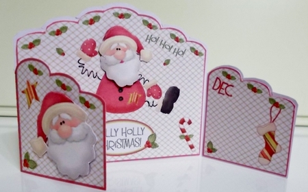 Jolly Holly Santa Gatefold Card by Pam Stubley