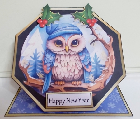 Octagon spring top Christmas owl by Pam Stubley