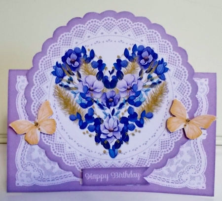 Lilac Floral Heart 7 x 7 Shaped Card by Pam Stubley