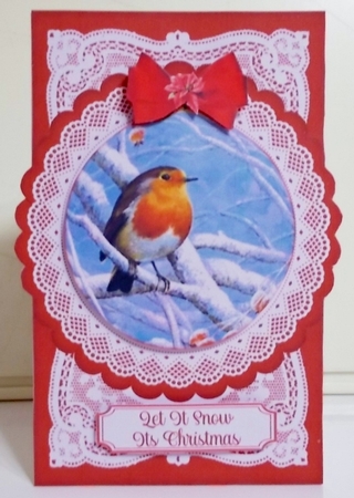 Christmas Robins 7 x 5 Lace Doily Cards by Pam Stubley