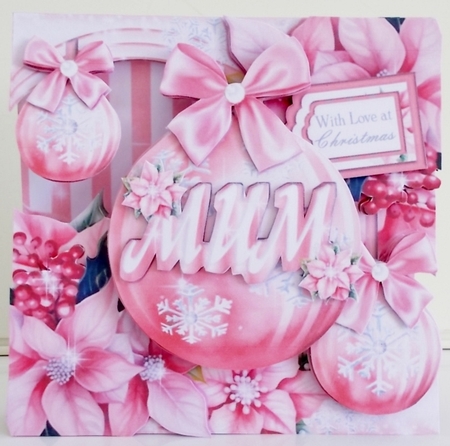 Mum - Pink Poinsettias & Snowflake Baubles - Have a Perfectly Pink Christmas by Pam Stubley