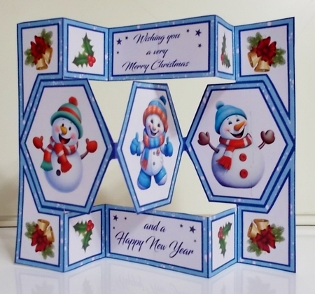 Hexagon shutter Jolly snowmen by Pam Stubley
