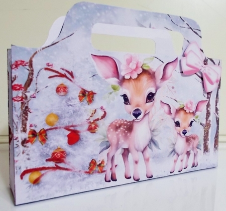 Pretty Deers In The Snow With Pink Bow Tote Bag by Pam Stubley