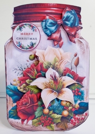 Cut And Fold Floral Christmas Mason Jar Mini Page Kit by Pam Stubley