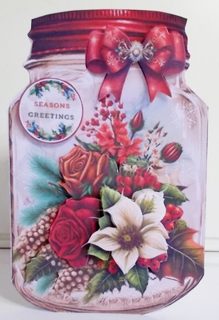 Cut And Fold Floral Christmas Mason Jar 02 Mini Page Kit by Pam Stubley