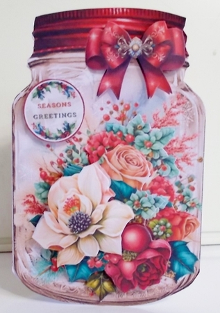 Cut And Fold Floral Christmas Mason Jar 03 Mini Page Kit by Pam Stubley