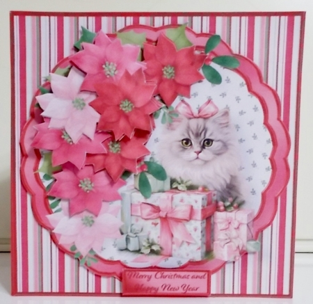 Kitten with Presents - Decoupage Card Mini Kit by Pam Stubley