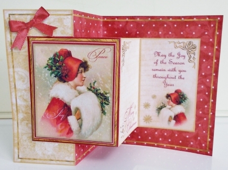 Vintage Girl Double Z Fold Card by Pam Stubley