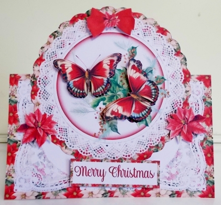 Christmas Butterflies 7 x 7 Shaped Card by Pam Stubley