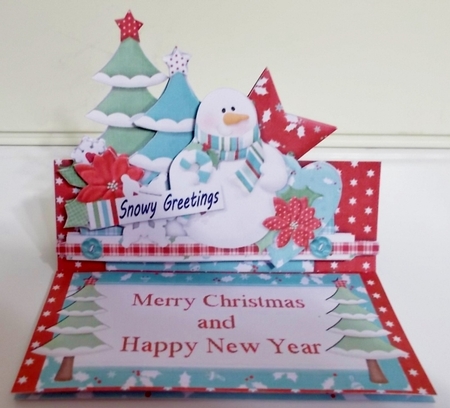 Snowy Greetings Christmas Easel Card by Pam Stubley