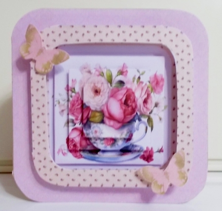 TEACUP OF PEONIES ALL OCCASIONS POP-OUT FRONT CARD KIT by Pam Stubley