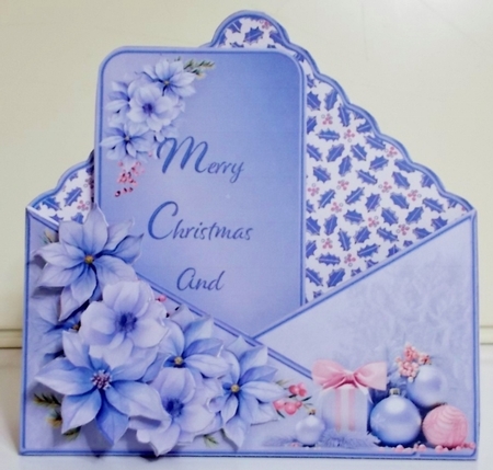 Blue Poinsettias - Stand-up Envelope Card Mini Kit by Pam Stubley