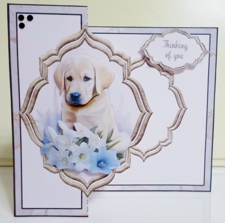 Dog with Lilies Fancy Frame Foldback by Pam Stubley
