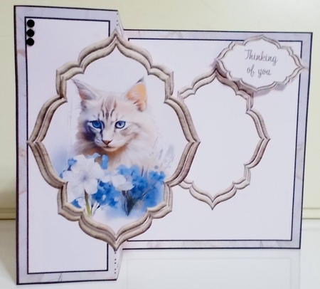 Cat with Lilies Fancy Frame Foldback by Pam Stubley