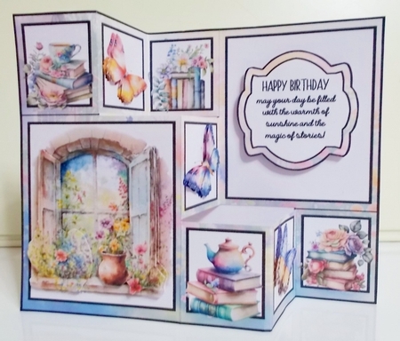 Butterflies and Books Birthday Three Step Card by Pam Stubley