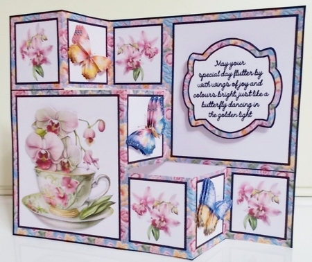 Orchids and Butterflies Three Step Card by Pam Stubley