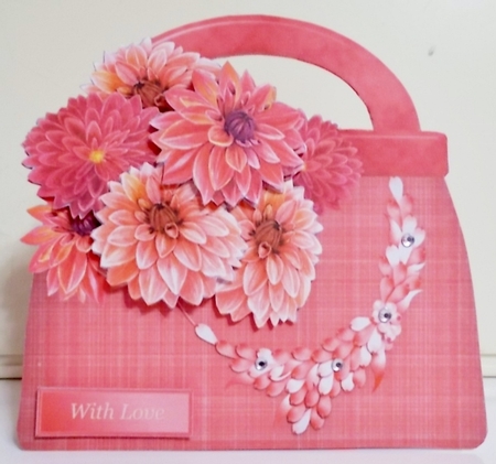 Pink Dahlias - Handbag Card Mini Kit by Pam Stubley