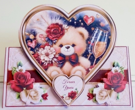 Valentine Teddy Heart Tent Card Kit  by Pam Stubley