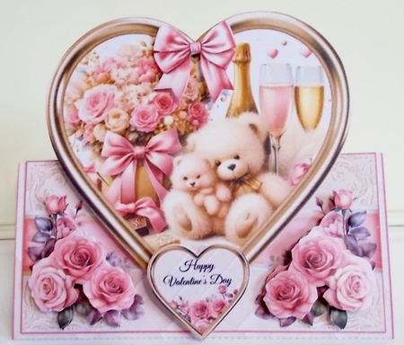 Valentine Teddy Heart 03 Tent Card Kit  by Pam Stubley