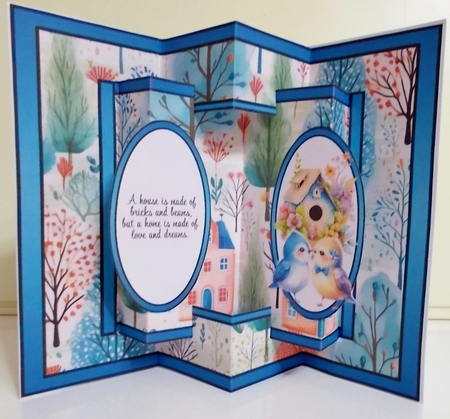 Love Birds New Home Double Concertina Card by Pam Stubley