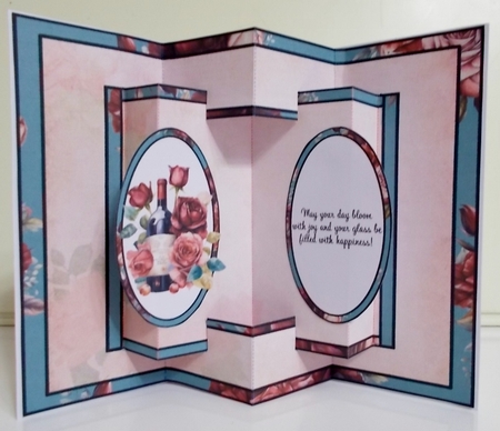 Wine and Roses Birthday Double Concertina Card by Pam Stubley