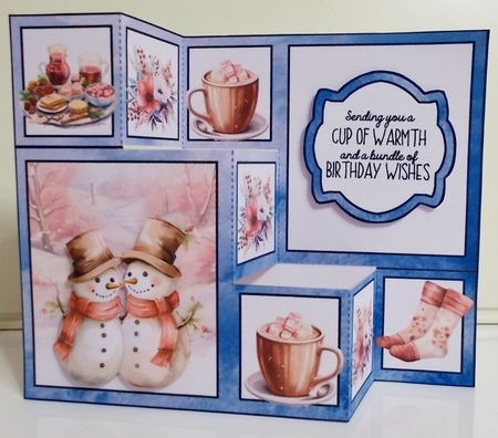Cosy Snowman Birthday Three Step Card by Pam Stubley