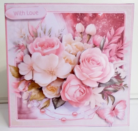 Pink and Cream Posy - Decoupage Card Mini Kit by Pam Stubley
