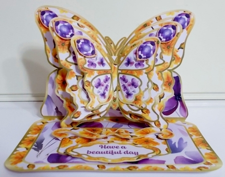 Primrose, Violet and Amethyst (February) Butterfly Easel Card by Pam Stubley