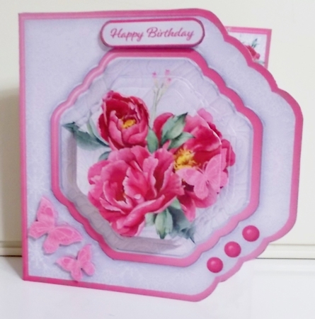 Pink Peonies - Cut Corners Card Mini Kit by Pam Stubley
