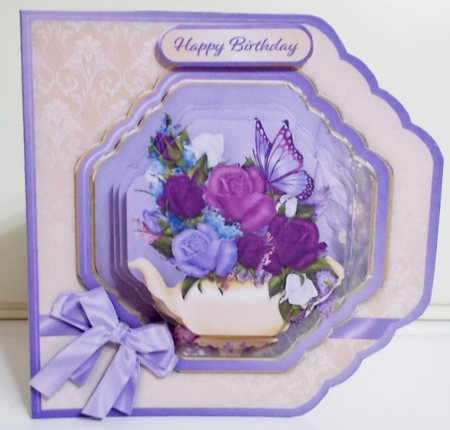 Teapot of Flowers - Cut Corners Card Mini Kit by Pam Stubley