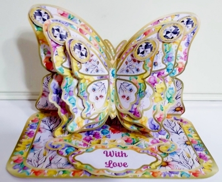 Sweet Pea, Daisy & Diamond (April) Butterfly Easel Card by Pam Stubley