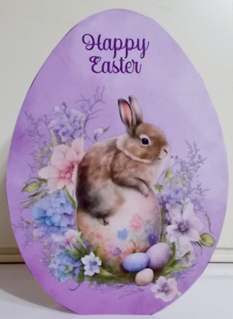 7 x 5 Easter Bunny Egg Shaped Card by Pam Stubley