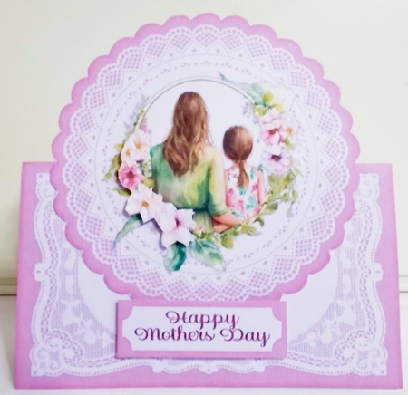 Mother & Daughter Mothers Day 7 x 7 Shaped Card by Pam Stubley