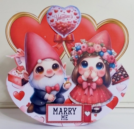 Be Mine Gnome-intine 4 XL Rocker Card  by Pam Stubley