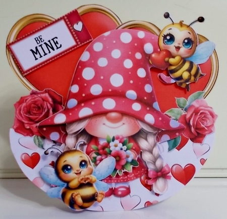 Be Mine Gnome-intine 10 XL Rocker Card  by Pam Stubley