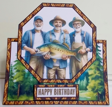Fishing Adventure Octagon Tent Card by Pam Stubley