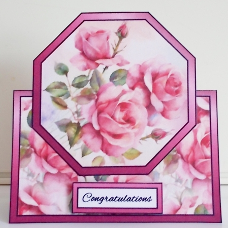 Tent card Vintage pink roses by Pam Stubley