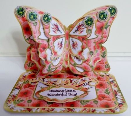 August - Gladioli, Poppy & Peridot Butterfly Easel Card by Pam Stubley