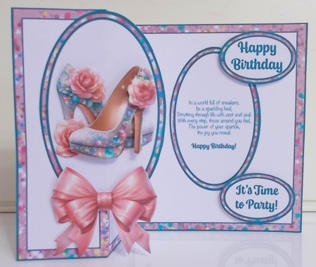 Shoe La La! Oval Foldback Card by Pam Stubley