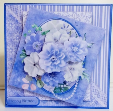 Blue and White Posy - Layered Card Mini Kit by Pam Stubley