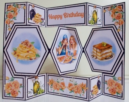 Girls Night Pizza Hexagon Shutter Card by Pam Stubley