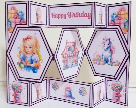 Magically Sweet Birthday Hexagon Shutter Card by Pam Stubley