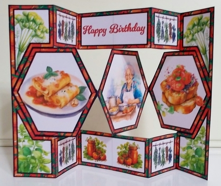 Nonnas Delicious Cooking Hexagon Shutter Card by Pam Stubley