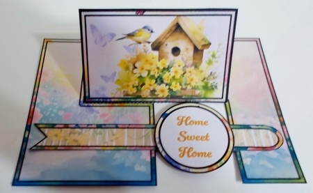 Bluetits Bird House Impossible Card by Pam Stubley