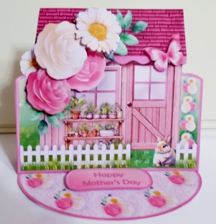 Pink and Cream Cluster - Garden Shed Easel Card Mini Kit by Pam Stubley