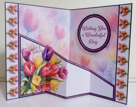 Pretty Tulip Bouquet Diagonal Popout Card by Pam Stubley